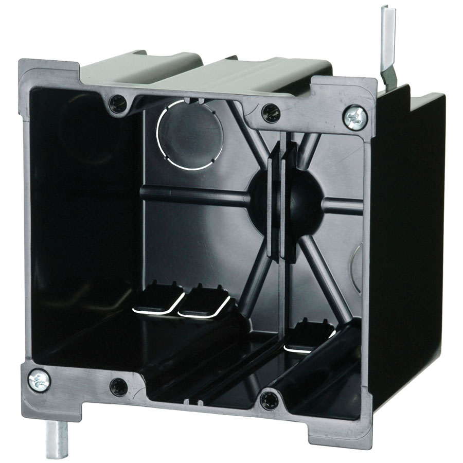 ALI P-240OW TWO-GANG SWITCH & OUTLET OLD WORK PLASTIC CUT-IN BOX 40 CUBIC INCHES BLACK BOX