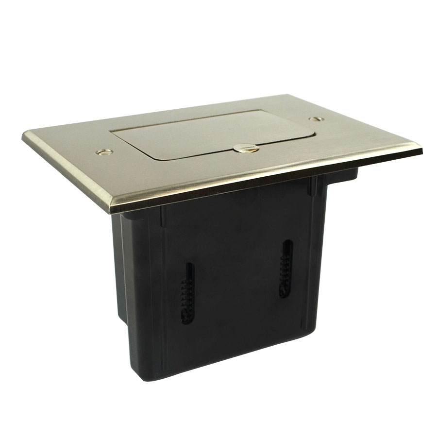 SBFB-1N Single gang adjustable floor box assembly with nickel cover finish flip lid device cover